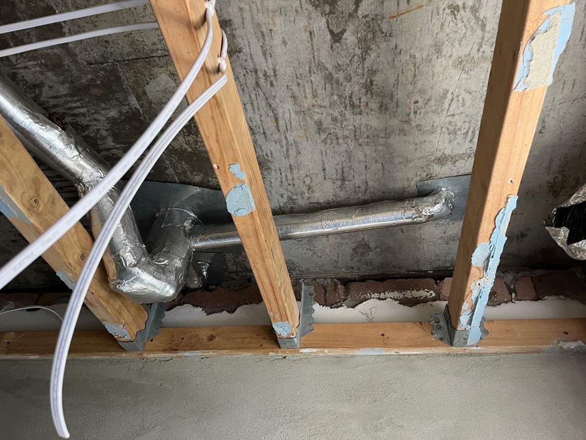 New bathroom pipework roughed in before the walls go on