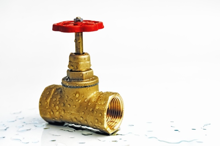 Shut-off valve with the red wheel